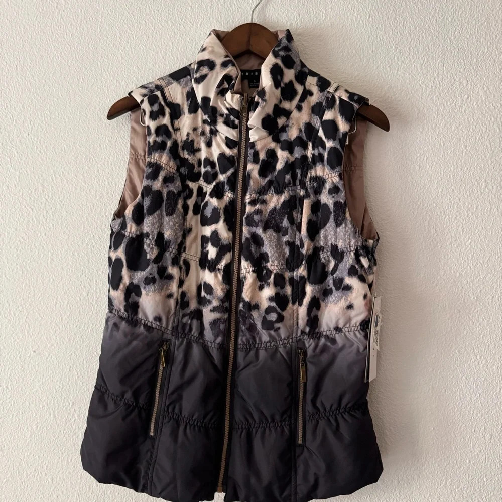 Tribal NEW Leopard Print Reversible Puffer Gorpcore Vest Boho Casual Chic Small - Picture 11 of 12